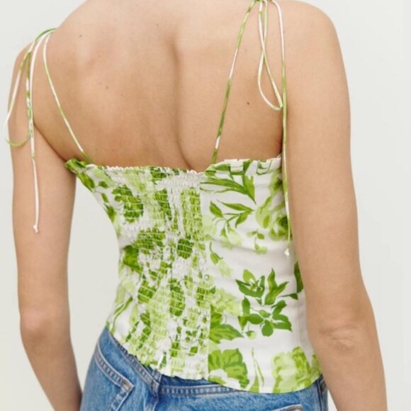 Reformation Novena Top Green Floral - Size 4 - Picture 3 of 7